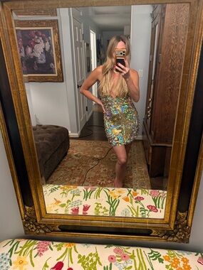 Gold Sequin Party Dress - Sparkling Strappy Dress